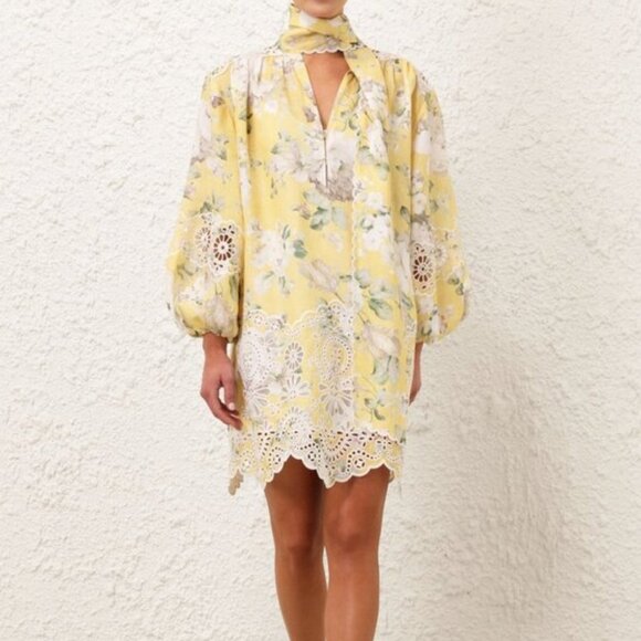 Zimmerman Summer Fashion Retro Linen Embroidery Yellow Short Skirt - Picture 1 of 7